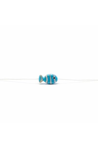 YUSSO ACCESSSORY El Yapımı Porselen mavi minik balık Figürlü Kadın Kolye