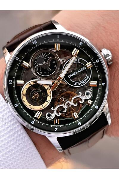 Daniel Klein Leather Cord Automatic Mechanism Metap and Sun Dial Men's Wristwatch+Bracelet 14013.3