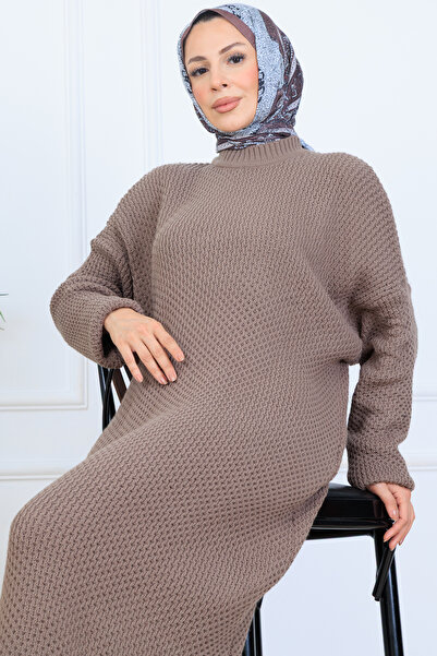 benguen Πλεκτό Φόρεμα Πλεκτομηχανής N7074 Βιζόν