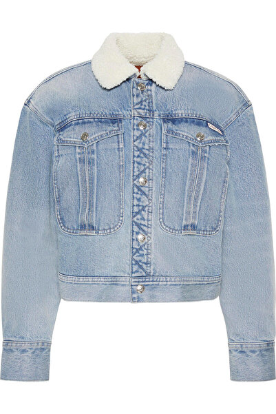 Calvin Klein SHERPA WOOL DENIM JACKET BLUE NE Mavi Kadın Mont