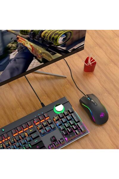 HXSJ 7 Color LED Optical Wired Computer Gaming Mouse 3200DPI 7 Buttons (A869)