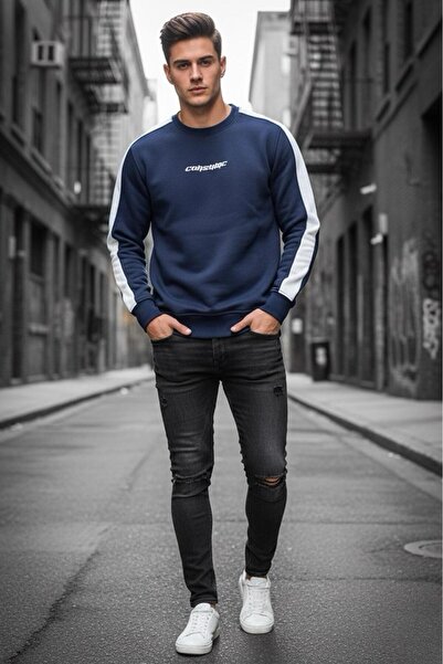 Oksit Comsumc Three Thread Ş Fleece-Lined Crew Neck Men's Sweatshirt