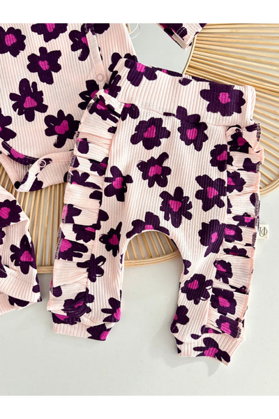 Jammybaby Bloomia Baby Girl Luxury 100% Cotton Ruffled Bodysuit Pants Ribbed Set