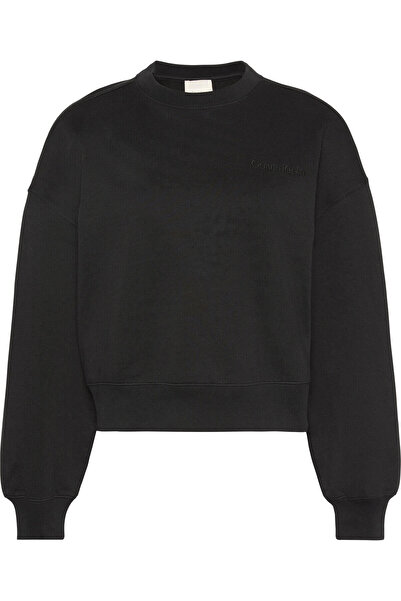 Calvin Klein A- LOGO EMB FRENCH TERRY CREWNEC Siyah Kadın Sweatshirt
