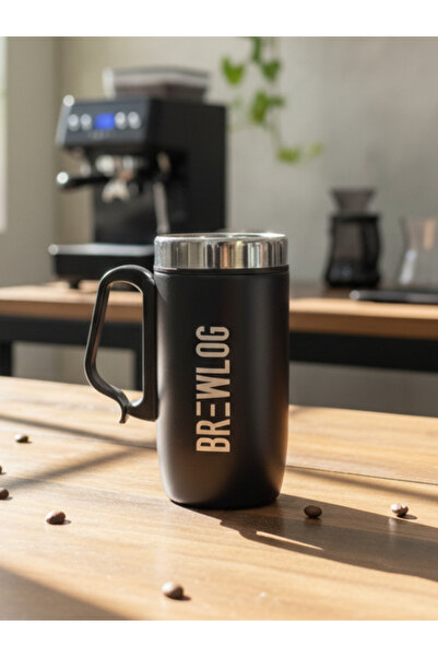 KAHVELOG Kulplu Paslanmaz Çelik Termos Bardak-Mug 280ml