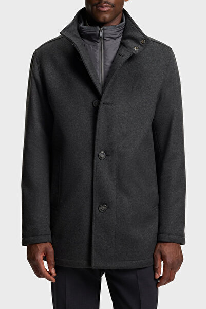 BOSS Yün ve Kaşmir Karışımlı Relaxed Fit Dik Yaka Kaban Erkek KABAN 50549193 030