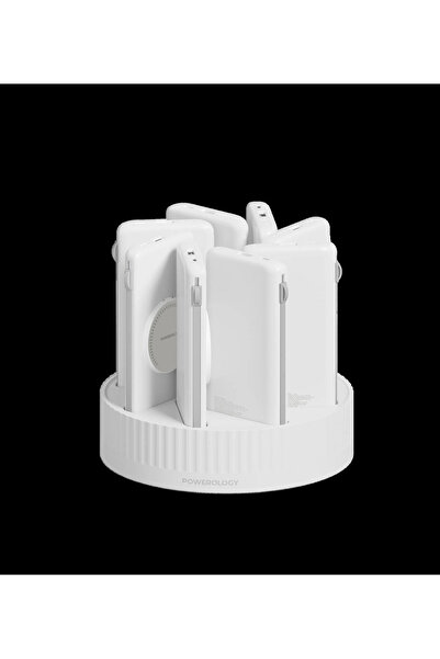 Powerology 8 in 1 Station 10000 mAh PD 120 W QC Wireless Power Bank - White