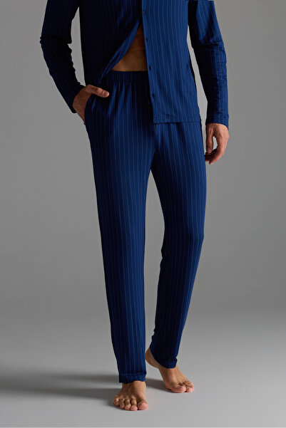 Syah Erkek Viskon Cepli Uzun Pijama Altı