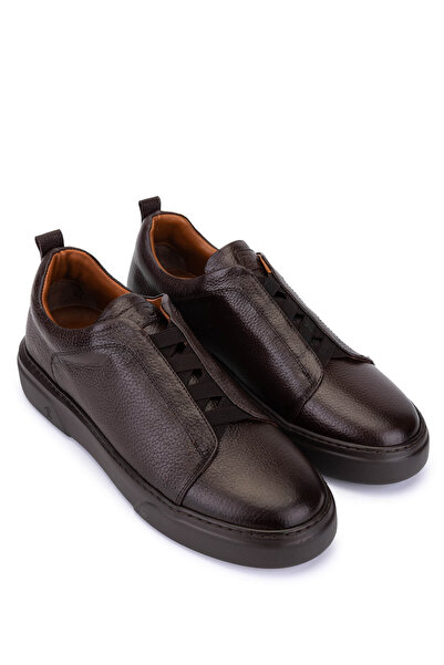 Tamer Tanca Men's Genuine Leather Brown Sneakers & Sports Shoes