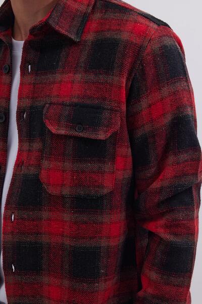 Tudors Men's Slim Fit slim fit double pocket flap sport collar plaid lumberjack shirt