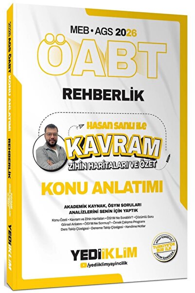 Yediiklim Yayınları 2026 MEB AGS ÖABT Hasan Sanlı İle Rehberlik Kavram Zihin ...