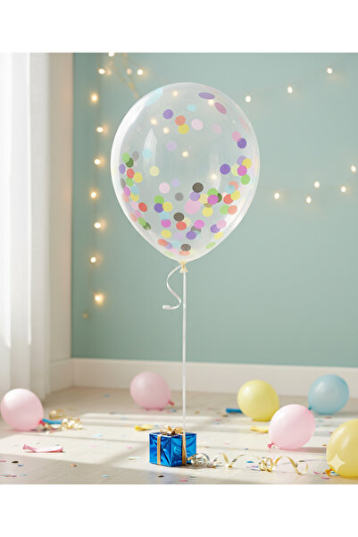 Acar Süs 4 Adet BALON ŞEFFAF KONFETİLİ 12 İNC