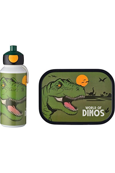 Mepal Campus Lunch Set: Collapsible Water Bottle and Leak-Proof Lunch Box for Kids, Dinosaur Design