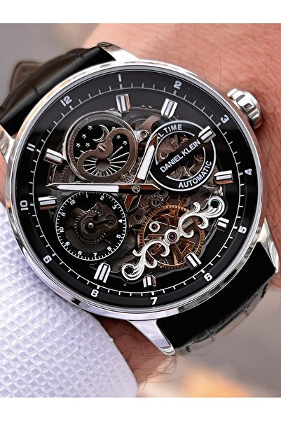 Daniel Klein Leather Cord Automatic Mechanism Metap and Sun Dial Men's Wristwatch+Bracelet 14013.1