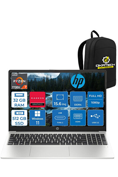 HP 255 G10 3Z6G3ES Ryzen 7 7730U 32 GB RAM 512GB NVM SSD 15.6" FHD WİN11 PRO NOTEBOOK +OKATECH ÇANTA