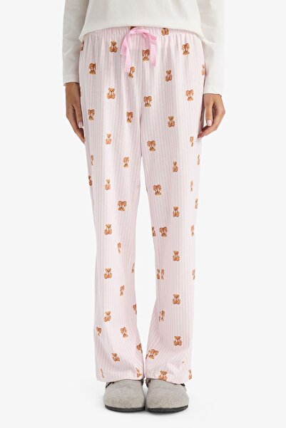 DeFacto Pijama Takımı Regular Fit Ayı Baskılı Uzun Kollu Üst Desenli Uzun Alt-Fall in Love G3346AX25AU