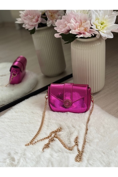 ESNEVA Women's Mini Size Gold Chain Stylish Design Cross Strap Hand and Shoulder Bag