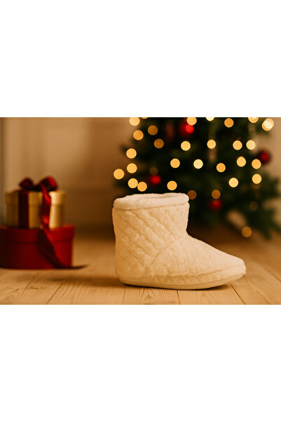 Behtah Kundura Women's Fluffy Wool Slippers Winter House Boots House Shoes Soft Silent Sole