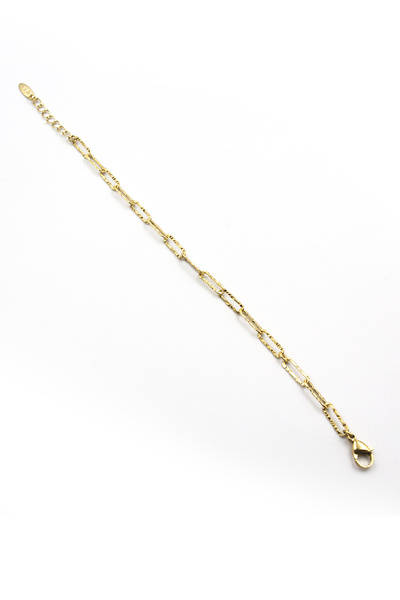 Sose Moda Engraved Paperclip Model Xuping Non-Tarnish Gold Women's Bracelet