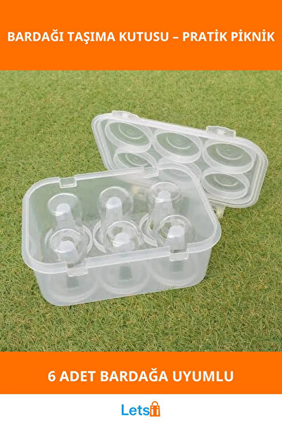 Letsii صندوق حمل أكواب الشاي البلاستيكية المتينة المريحة 6 قطع