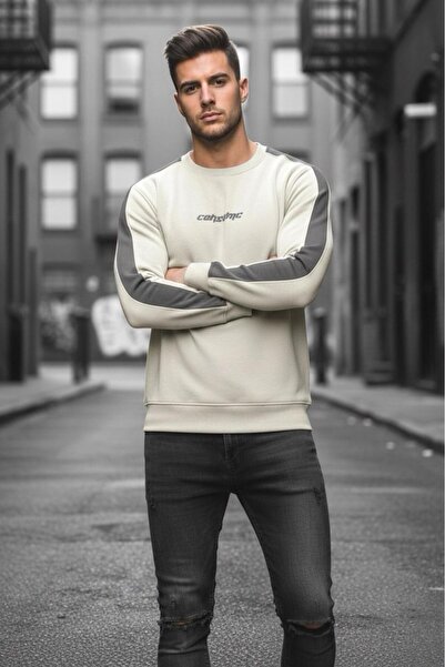 Oksit Comsumc Three Thread Ş Fleece-Lined Crew Neck Men's Sweatshirt