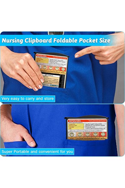 Generic Foldable Medical Clipboard for Nursing – 3-Layer Pocket Aluminum with Reference Sheets, Clip & Not