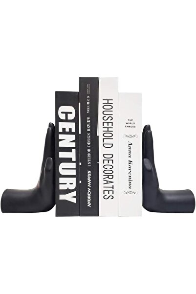 Generic JSYAS Decorative Hand-Shaped Heavy Bookends, 22 × 17 × 9 cm, Black, Pair