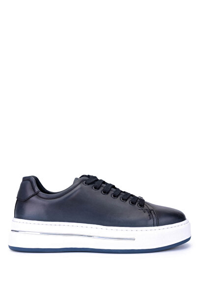 Tamer Tanca Men's Genuine Leather Navy Blue Sneakers & Sports Shoes