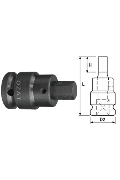 Özat Cap cheie tubulara de impact 3/4'' cu profil hexagon exterior, 2 piese 22