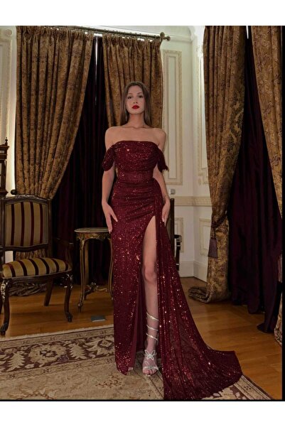 maf collection Rochie de seară lungă pentru femei, cu paiete, cu mâneci joase...