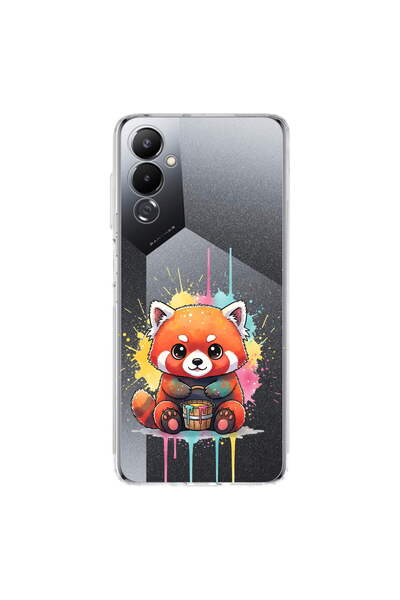 PrintiFy Tecno Pova 4 ile Uyumlu Splash Tilki Tasarımlı Şeffaf Silikon Kılıf