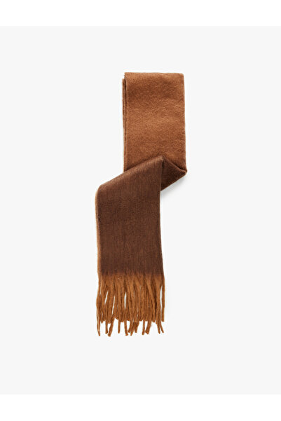Koton Soft Textured Color Block Tassels Long Scarf