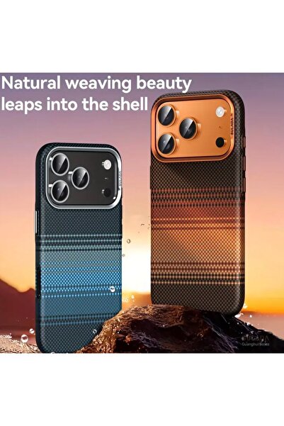 Yasee iPhone 17 Pro Max Uyumlu Kılif M-Safe Şarjlı Aramid Pitaka Tactile Wove...