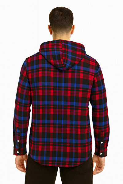 STITCH by MH Men's Checkred Hoodie Shirt - Purple