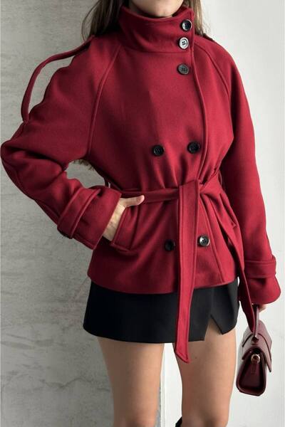 moda çağdaş Yeni Sezon Premium Kısa Kaşe Kaban