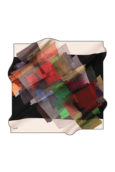 Aker Eșarfă de mătase - 8923713-913 Twill negru bej