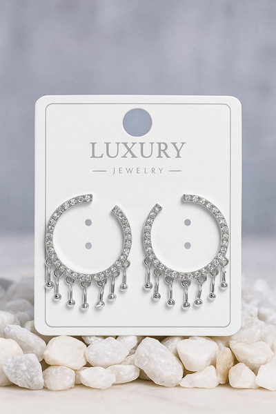 Classybyvega كلاسي باي فيجا |   أقراط دائرية متدلية من الفولاذ 316L بلون فضي ...