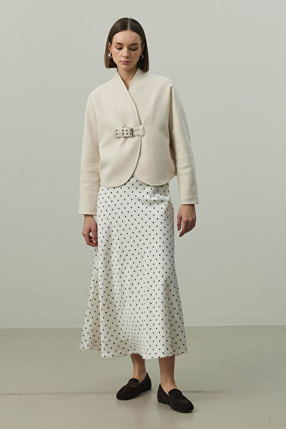 Fahhar Belt Detailed Cashmere Jacket Stone