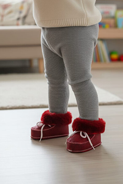 CEYDA SHOES Nursery, Baby, Children, Genuine Leather, Soft, Non-Slip Soles, Fur House Boots, Slippers, Booties