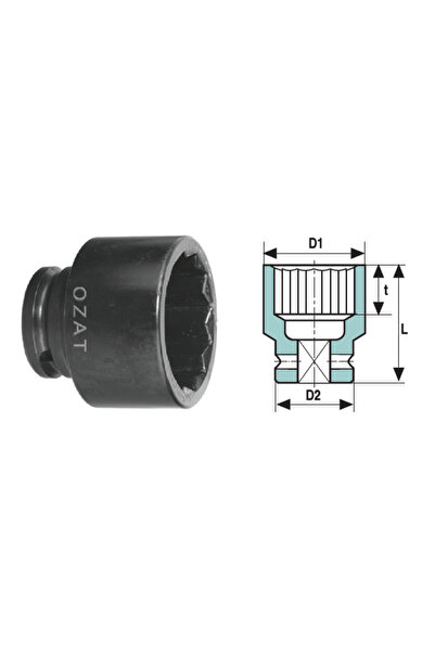Özat Cap cheie tubulara de impact 3/4'' 12 laturi, scurt 1 13/16''