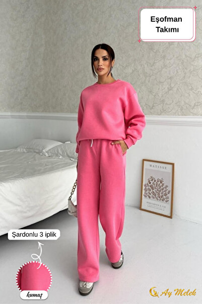 AYMELEK Women's Tracksuit Set Transitional Bottom-Top (3 Thread) Winter Season Fleece-Lined Set