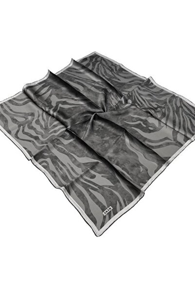 Aker Темно-сірий шовковий шарф з твілу - 8478713-971