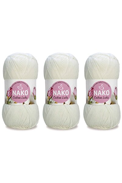 NAKO Cotton Lüks El Örgü İpliği 100 Gr 3 ADET Renk No: 97570 EKRU