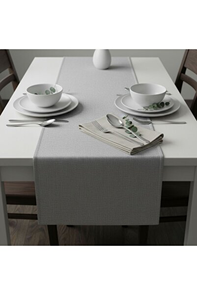 Grand Fine Art 1 Piece Fabric Gray Runner, Washable Table Runner 40X140