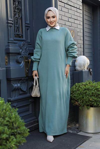 N.S NEVA STYLE Mint Hijab Knitwear Dress 100013Mint