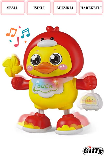 giffy Oyuncak Sesli Işıklı Müzikli Hareketli Dans Eden Sevimli Dansçı Ördek Robot (PİL HEDİYELİ)