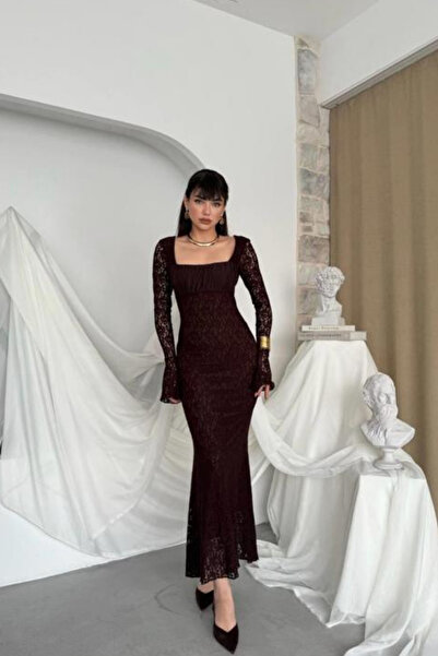 thesunfyre Γυναικείο φόρεμα με κορδόνια και μακριά μανίκια με τούλι σχέδιο με κορδόνια ντραπέ τετράγωνο λαιμόκοψη μίντι φόρεμα