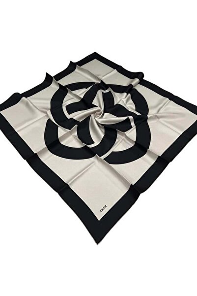 Aker Eșarfă de mătase bej negru - 8800713 -931