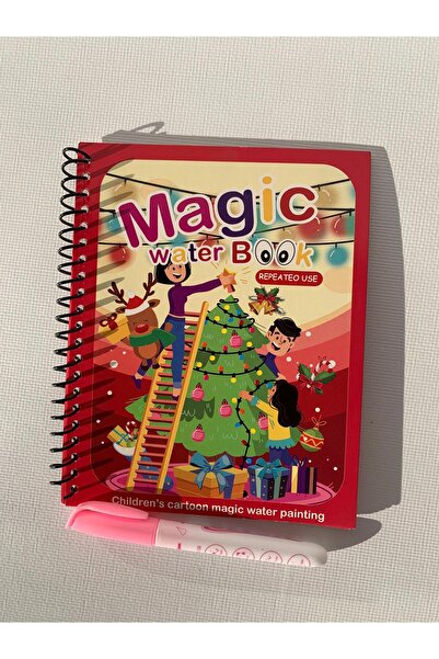 Fun4u YILBAŞI KUTLAMA Magic Book Eğitici İngilizce Sihirli Boyama Kitabı Su Kalemi Water Painting Kırmızı