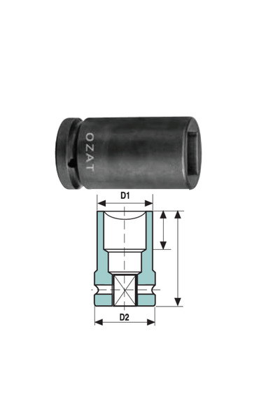 Özat Cap cheie tubulara de impact 3/4'' 4 laturi, scurt 5/8''